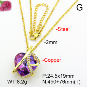 Imitation Crystal Glass & Zirconia  Fashion Copper Necklace  F7N400992vbmb-G030