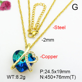 Imitation Crystal Glass & Zirconia  Fashion Copper Necklace  F7N400993vbmb-G030