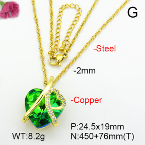 Imitation Crystal Glass & Zirconia  Fashion Copper Necklace  F7N400994vbmb-G030