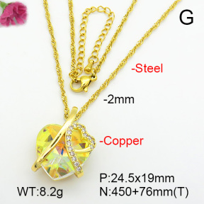 Imitation Crystal Glass & Zirconia  Fashion Copper Necklace  F7N400995vbmb-G030