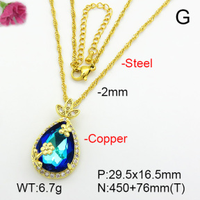 Imitation Crystal Glass & Zirconia  Fashion Copper Necklace  F7N400996vbmb-G030