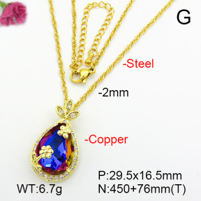 Imitation Crystal Glass & Zirconia  Fashion Copper Necklace  F7N400997vbmb-G030