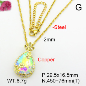 Imitation Crystal Glass & Zirconia  Fashion Copper Necklace  F7N400998vbmb-G030