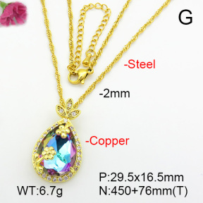 Imitation Crystal Glass & Zirconia  Fashion Copper Necklace  F7N400999vbmb-G030
