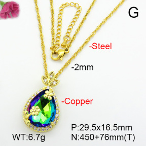 Imitation Crystal Glass & Zirconia  Fashion Copper Necklace  F7N401000vbmb-G030