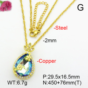 Imitation Crystal Glass & Zirconia  Fashion Copper Necklace  F7N401001vbmb-G030