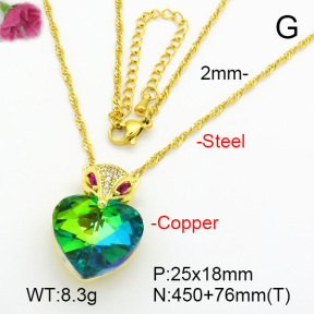 Imitation Crystal Glass & Zirconia  Fashion Copper Necklace  F7N401002vbmb-G030