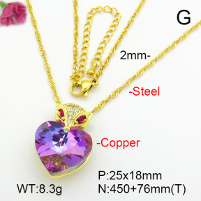 Imitation Crystal Glass & Zirconia  Fashion Copper Necklace  F7N401003vbmb-G030