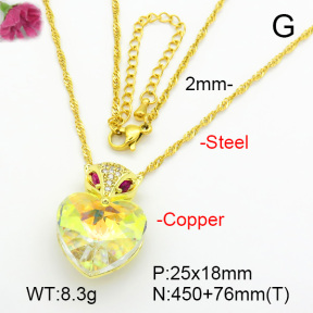Imitation Crystal Glass & Zirconia  Fashion Copper Necklace  F7N401004vbmb-G030