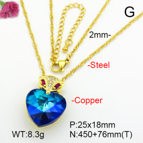 Imitation Crystal Glass & Zirconia  Fashion Copper Necklace  F7N401005vbmb-G030