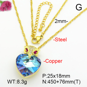 Imitation Crystal Glass & Zirconia  Fashion Copper Necklace  F7N401006vbmb-G030