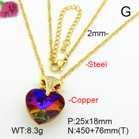Imitation Crystal Glass & Zirconia  Fashion Copper Necklace  F7N401007vbmb-G030