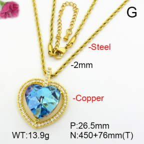 Imitation Crystal Glass & Zirconia  Fashion Copper Necklace  F7N401008vbmb-G030
