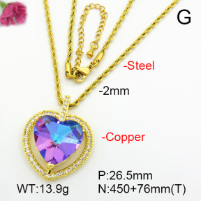 Imitation Crystal Glass & Zirconia  Fashion Copper Necklace  F7N401009vbmb-G030