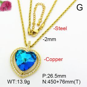 Imitation Crystal Glass & Zirconia  Fashion Copper Necklace  F7N401010vbmb-G030
