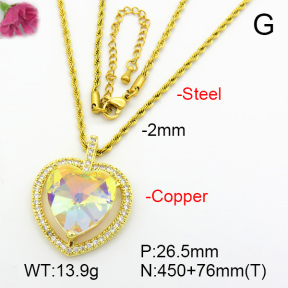 Imitation Crystal Glass & Zirconia  Fashion Copper Necklace  F7N401011vbmb-G030