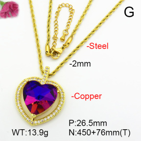 Imitation Crystal Glass & Zirconia  Fashion Copper Necklace  F7N401012vbmb-G030