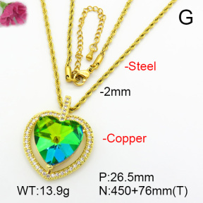 Imitation Crystal Glass & Zirconia  Fashion Copper Necklace  F7N401013vbmb-G030