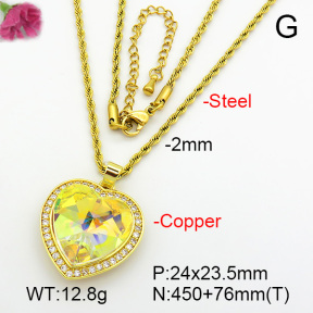 Imitation Crystal Glass & Zirconia  Fashion Copper Necklace  F7N401014vbmb-G030