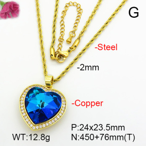 Imitation Crystal Glass & Zirconia  Fashion Copper Necklace  F7N401015vbmb-G030