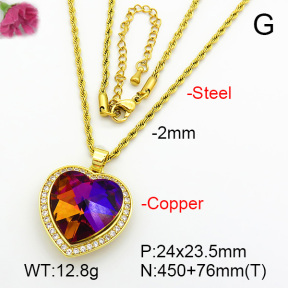 Imitation Crystal Glass & Zirconia  Fashion Copper Necklace  F7N401016vbmb-G030