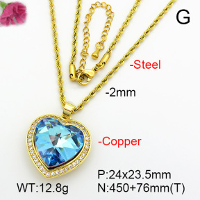 Imitation Crystal Glass & Zirconia  Fashion Copper Necklace  F7N401017vbmb-G030