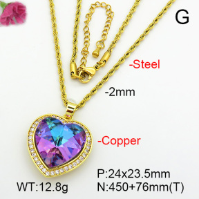 Imitation Crystal Glass & Zirconia  Fashion Copper Necklace  F7N401018vbmb-G030