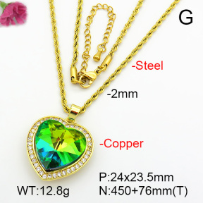 Imitation Crystal Glass & Zirconia  Fashion Copper Necklace  F7N401019vbmb-G030