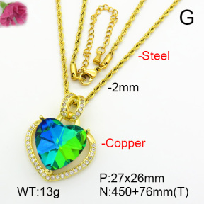 Imitation Crystal Glass & Zirconia  Fashion Copper Necklace  F7N401020vbmb-G030
