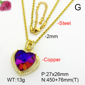 Imitation Crystal Glass & Zirconia  Fashion Copper Necklace  F7N401021vbmb-G030