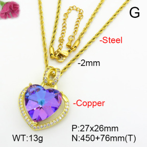 Imitation Crystal Glass & Zirconia  Fashion Copper Necklace  F7N401023vbmb-G030