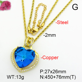 Imitation Crystal Glass & Zirconia  Fashion Copper Necklace  F7N401024vbmb-G030