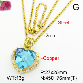 Imitation Crystal Glass & Zirconia  Fashion Copper Necklace  F7N401025vbmb-G030