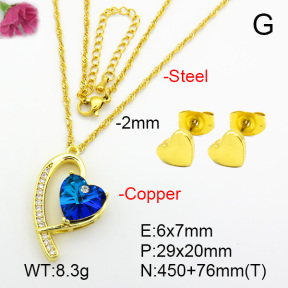 Imitation Crystal Glass & Zirconia  Fashion Copper Sets  F7S001201vbmb-G030