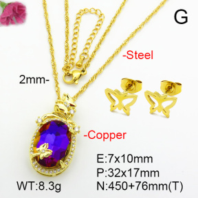 Imitation Crystal Glass & Zirconia  Fashion Copper Sets  F7S001227vbmb-G030