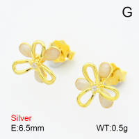 Zircon & Enamel  Flower  925 Silver Earrings  JUSE70113bhbl-925