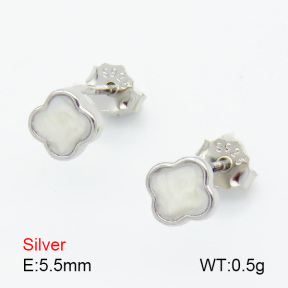 Enamel  Flower  925 Silver Earrings  JUSE70122vbmp-925