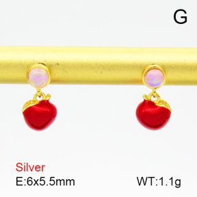 Opal & Zircon & Enamel  Apple  925 Silver Earrings  JUSE70129bhbo-925