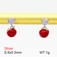 Opal & Zircon & Enamel  Apple  925 Silver Earrings  JUSE70130bhbo-925