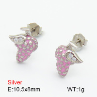 Zircon & Enamel  Grape  925 Silver Earrings  JUSE70142bhho-925