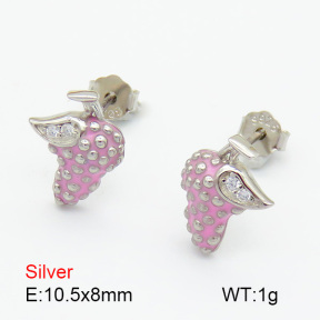 Zircon & Enamel  Grape  925 Silver Earrings  JUSE70142bhho-925