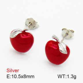 Enamel  Apple  925 Silver Earrings  JUSE70143bhhh-925
