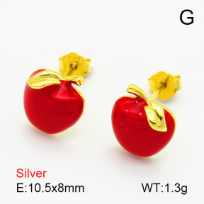 Enamel  Apple  925 Silver Earrings  JUSE70144bhhh-925
