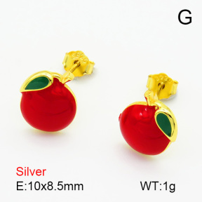 Enamel  Apple  925 Silver Earrings  JUSE70145bhbm-925