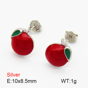 Enamel  Apple  925 Silver Earrings  JUSE70146bhbm-925