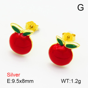 Enamel  Apple  925 Silver Earrings  JUSE70147bhbm-925