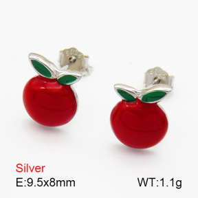 Enamel  Apple  925 Silver Earrings  JUSE70148bhbm-925