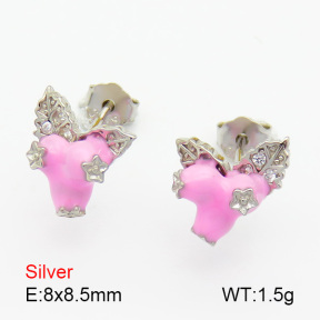 Zircon & Enamel  Leaf  925 Silver Earrings  JUSE70150bhho-925