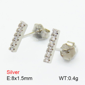 Zircon  Long Stick  925 Silver Earrings  JUSE70152bbop-925