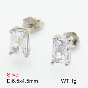 Zircon  Rectangle  925 Silver Earrings  JUSE70153abol-925